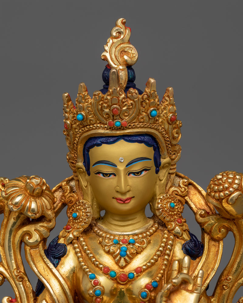 Handmade Green Tara The Compassionate Goddess Statue | Embodiment of Wisdom