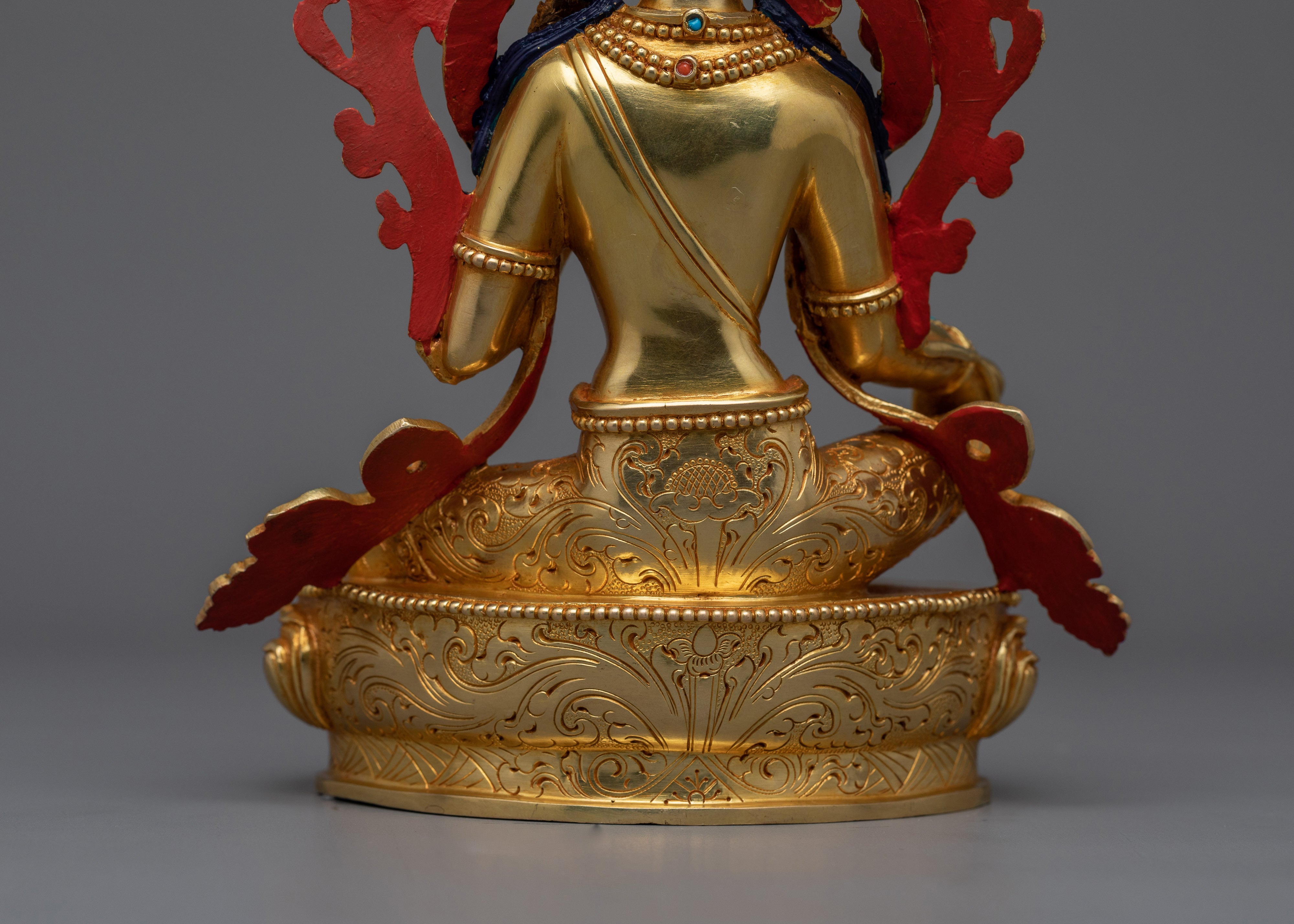 Handmade Green Tara The Compassionate Goddess Statue | Embodiment of Wisdom