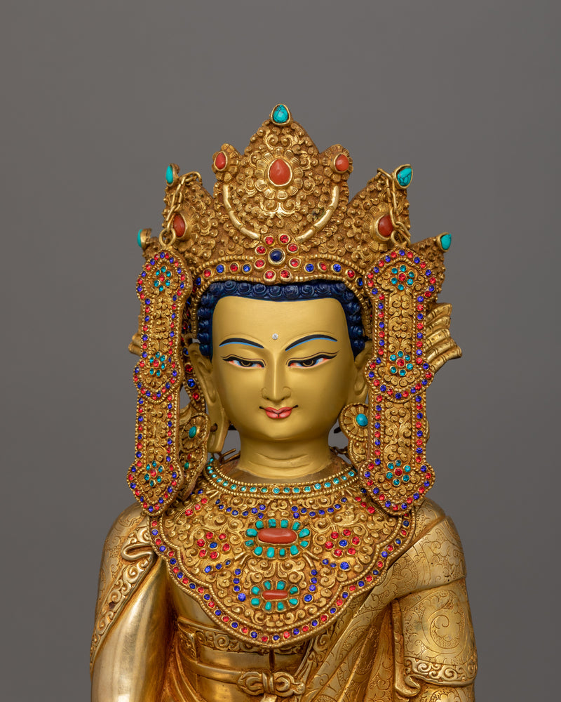Handmade Historical Crown Shakyamuni Buddha Statue | The Buddha of Wisdom