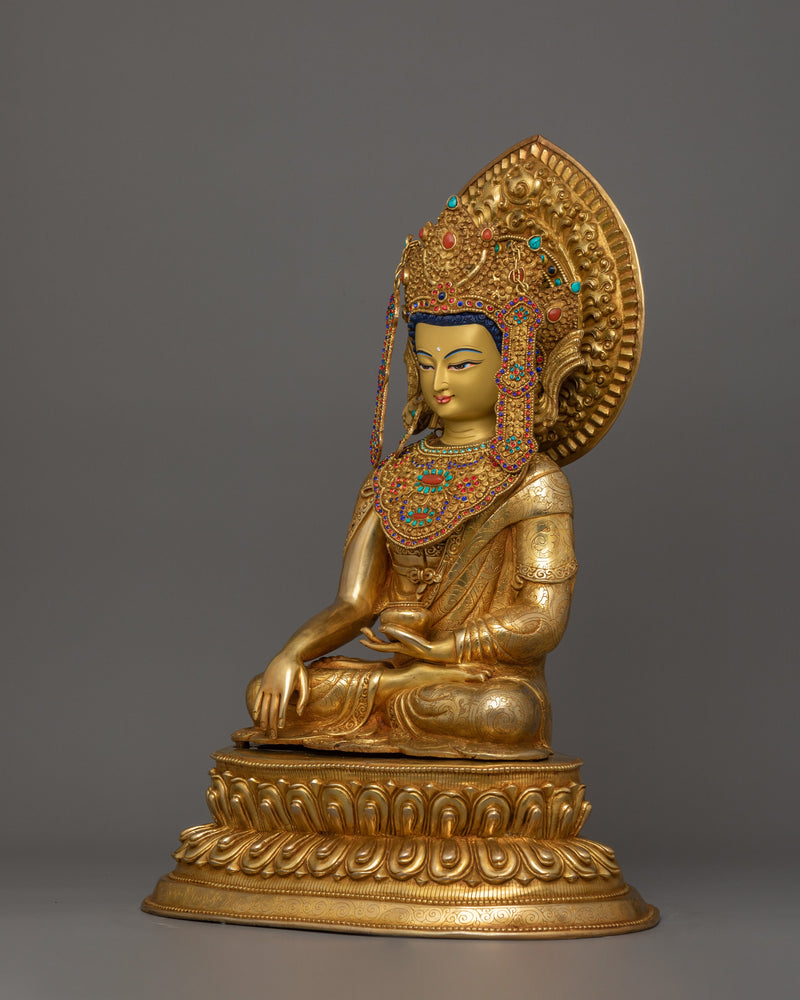 Handmade Historical Crown Shakyamuni Buddha Statue | The Buddha of Wisdom