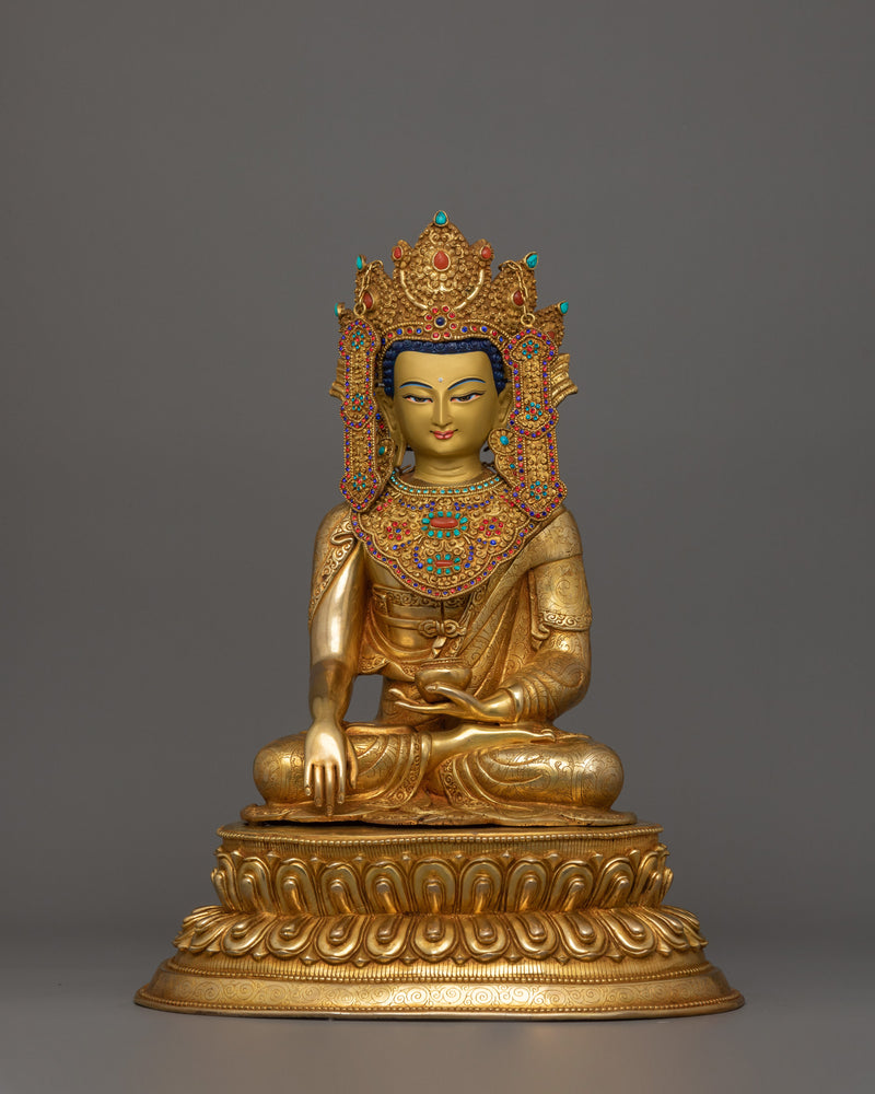 Handmade Historical Crown Shakyamuni Buddha Statue | The Buddha of Wisdom