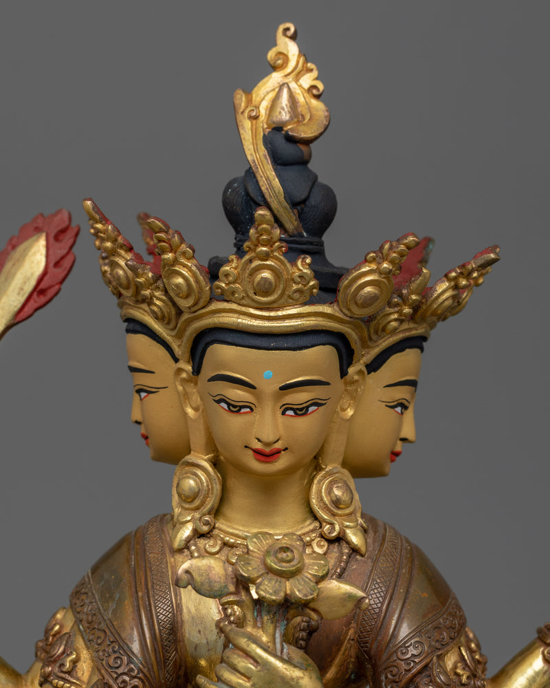24K Gold Gilded Maha Manjushri Statue |  The Embodiment of Transcendent Wisdom