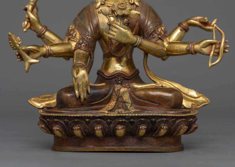 24K Gold Gilded Maha Manjushri Statue |  The Embodiment of Transcendent Wisdom
