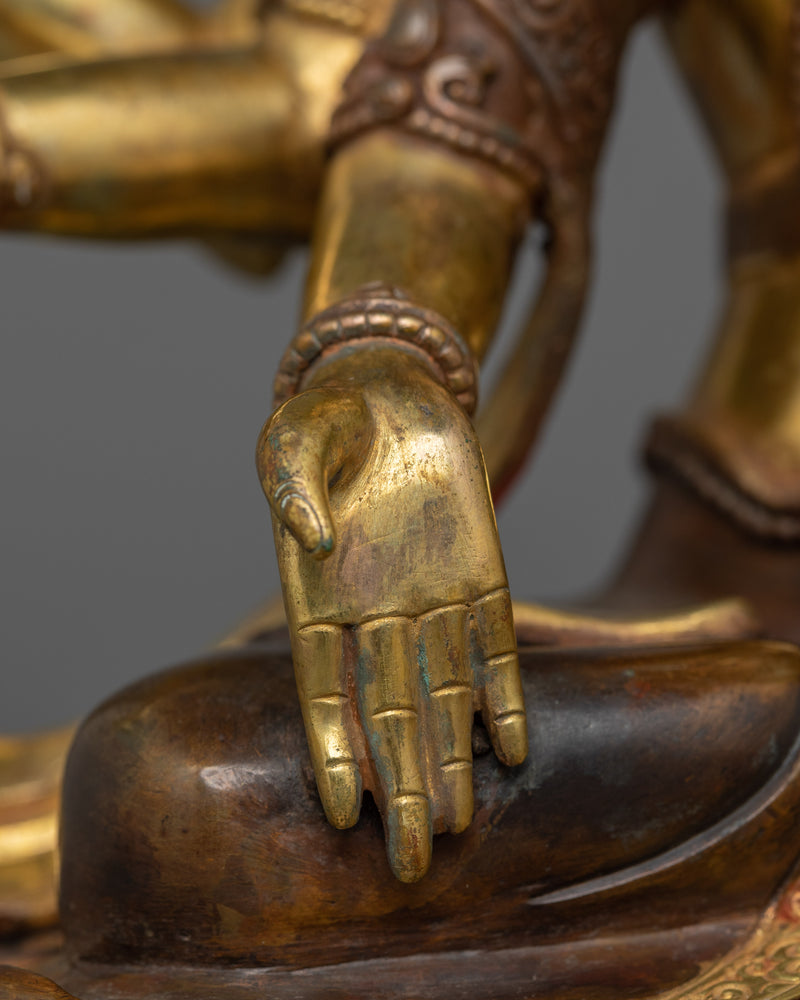 24K Gold Gilded Maha Manjushri Statue |  The Embodiment of Transcendent Wisdom