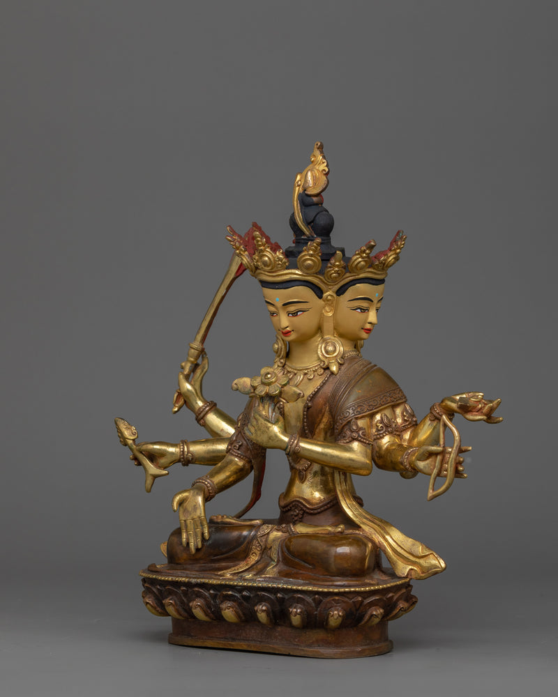 24K Gold Gilded Maha Manjushri Statue |  The Embodiment of Transcendent Wisdom