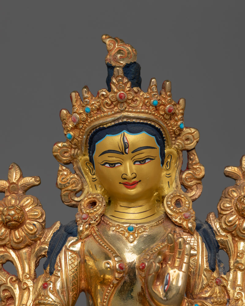 Handmade Golden Statue of Seven Eyes White Tara | The Goddess of Longevity