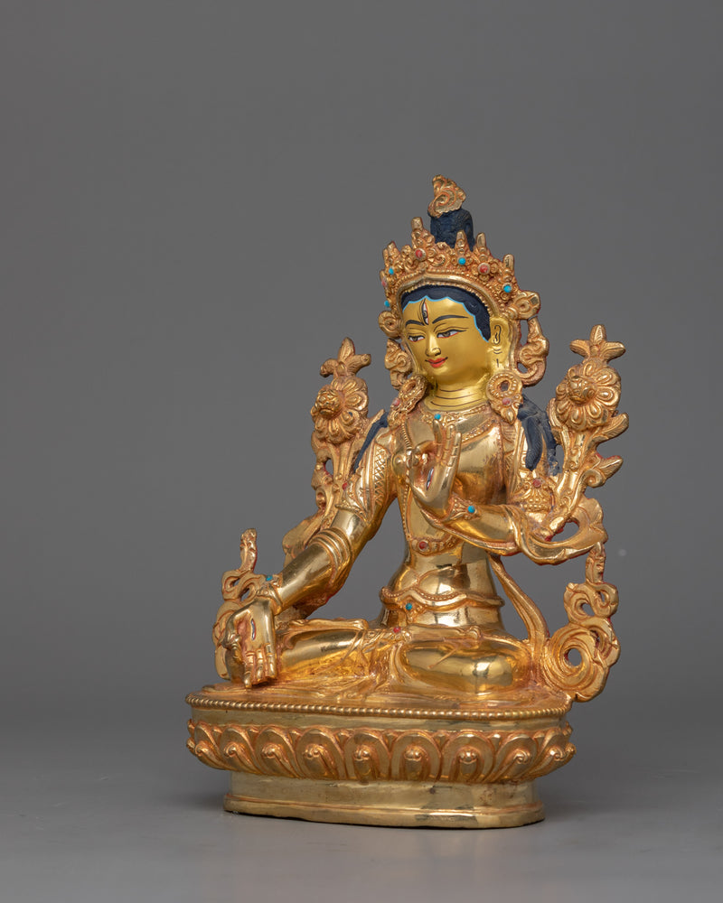 Handmade Golden Statue of Seven Eyes White Tara | The Goddess of Longevity