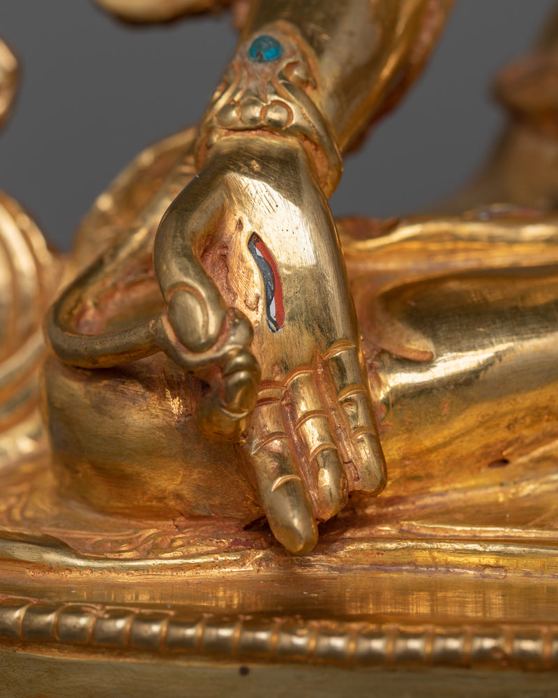 Handmade Golden Statue of Seven Eyes White Tara | The Goddess of Longevity