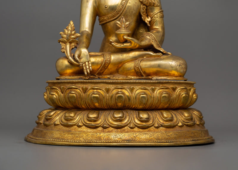 24K Gold Gilded Healer Medicine Buddha Statue | The Healing Master