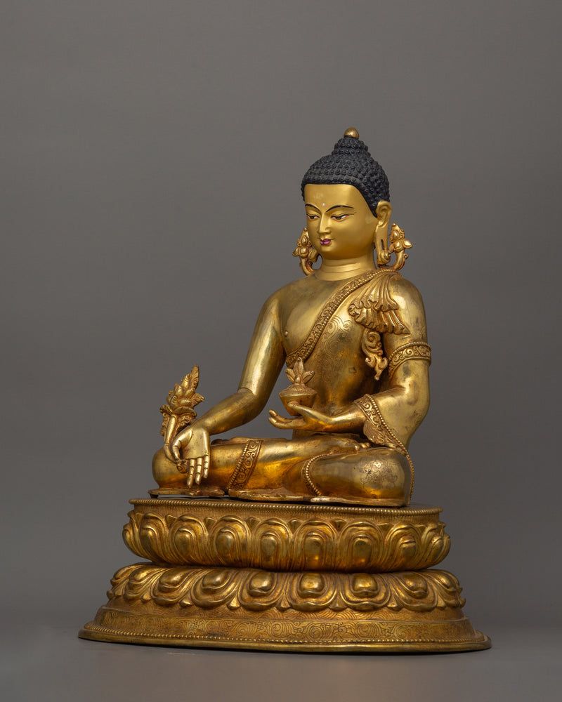 24K Gold Gilded Healer Medicine Buddha Statue | The Healing Master