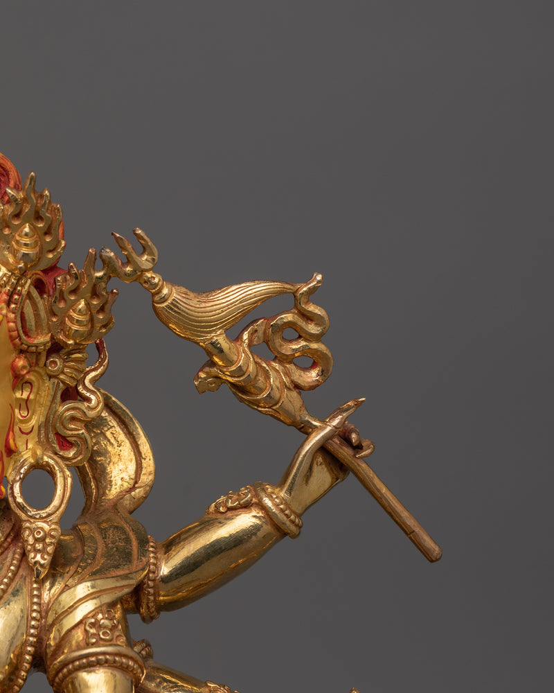 24K Gold Gilded White Mahakala Statue | The Protector of Spiritual Prosperity