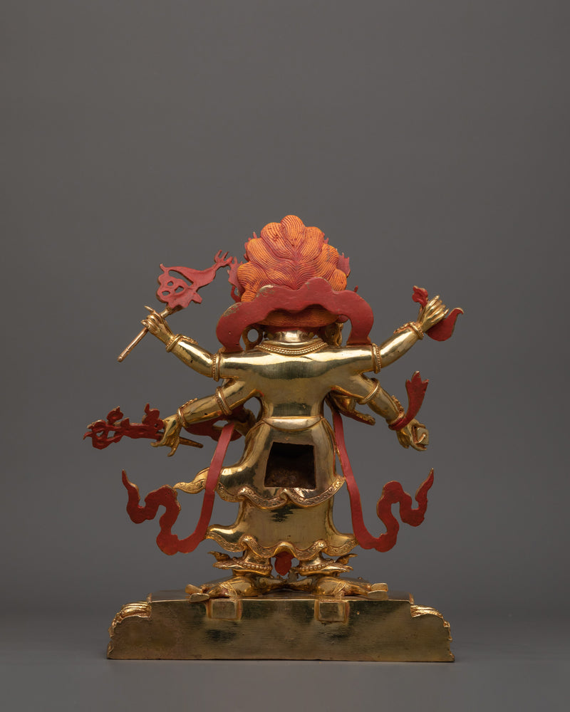 24K Gold Gilded White Mahakala Statue | The Protector of Spiritual Prosperity