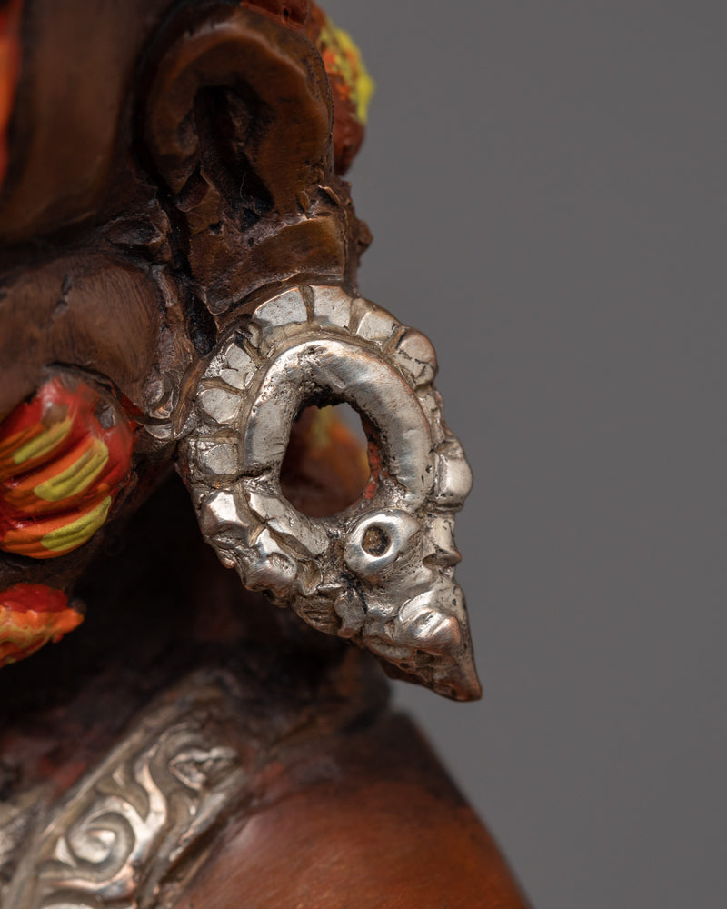 Silver Plated Mahakala Statue |  The Fierce Protector of Dharma
