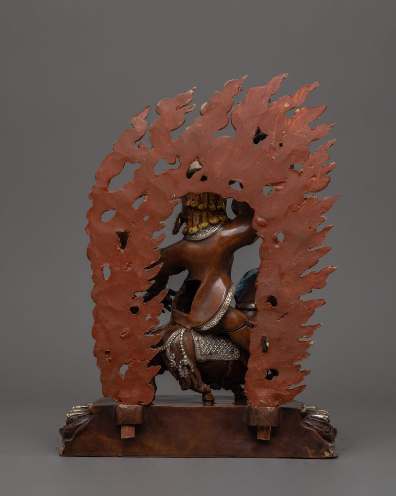 Silver Plated Mahakala Statue |  The Fierce Protector of Dharma