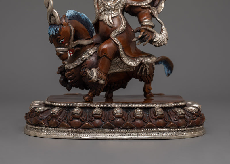 Silver Plated Mahakala Statue |  The Fierce Protector of Dharma