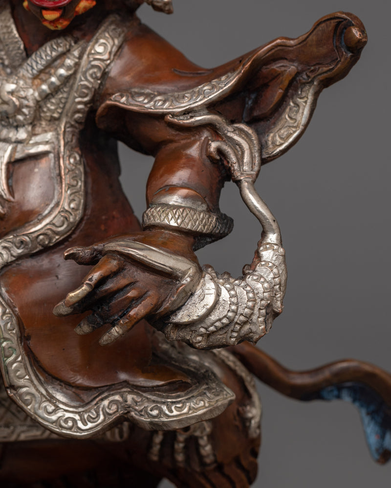 Silver Plated Mahakala Statue |  The Fierce Protector of Dharma