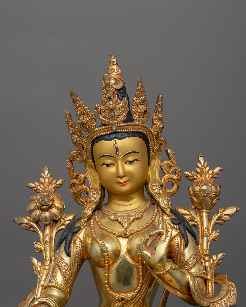 Himalayan Statue of Seven Eyed White Tara | Handcrafted Sita Tara Statue