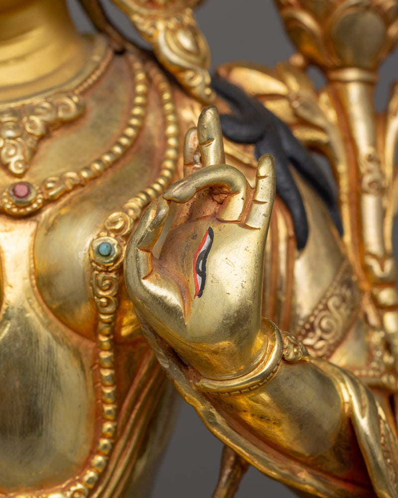 Himalayan Statue of Seven Eyed White Tara | Handcrafted Sita Tara Statue