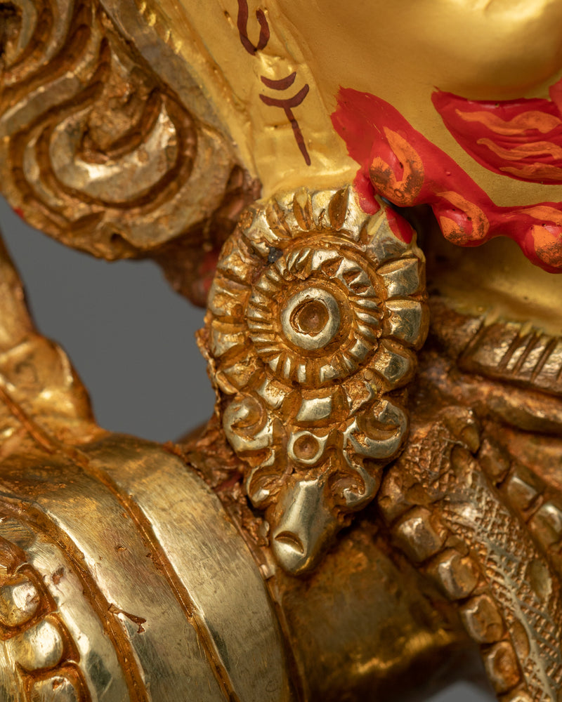 Handmade Golden Vajrapani  Statue | 24K Gold Gilded