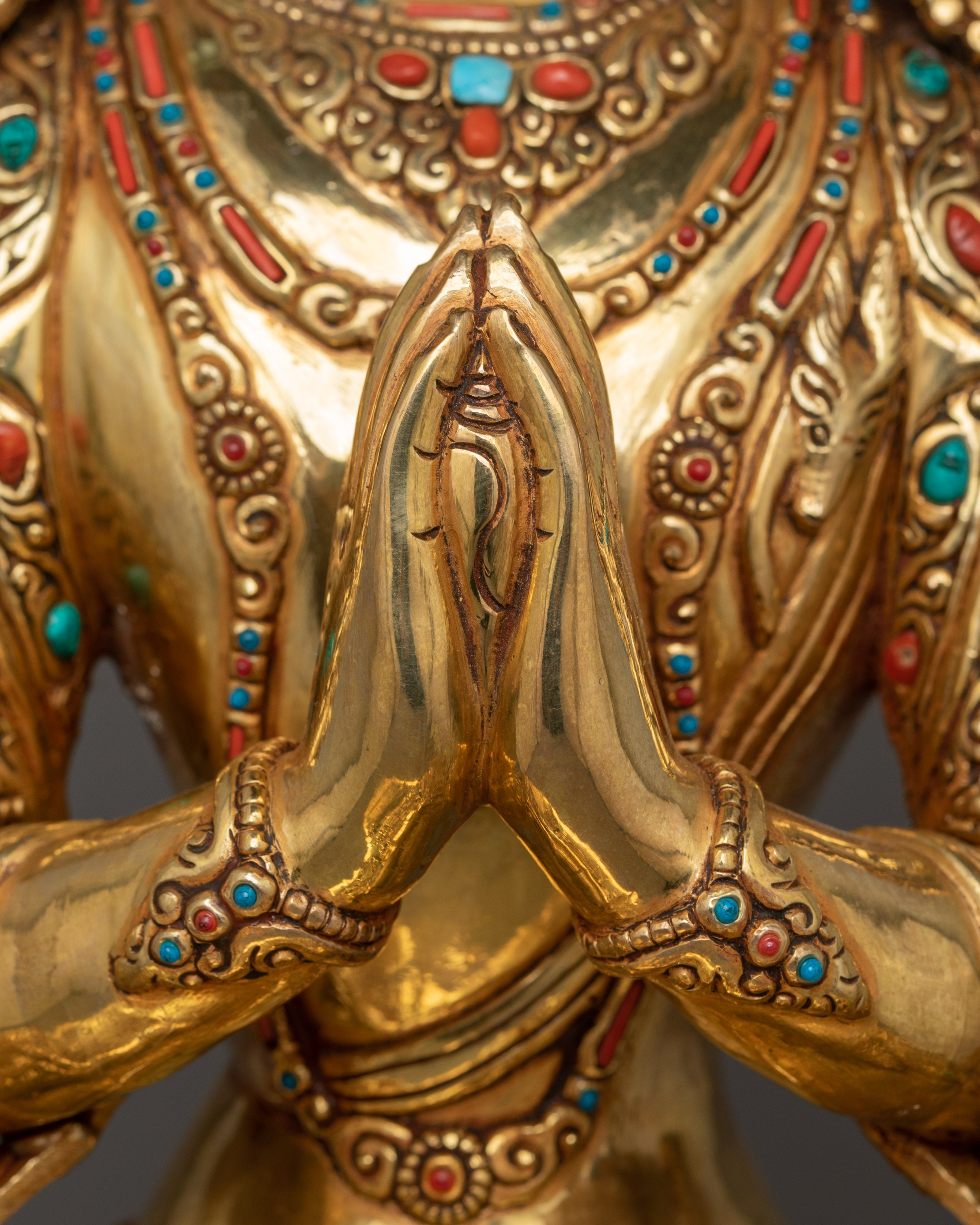 Handmade Sculpture of 4 Armed Chenrezig | The Embodiment of Infinite Compassion