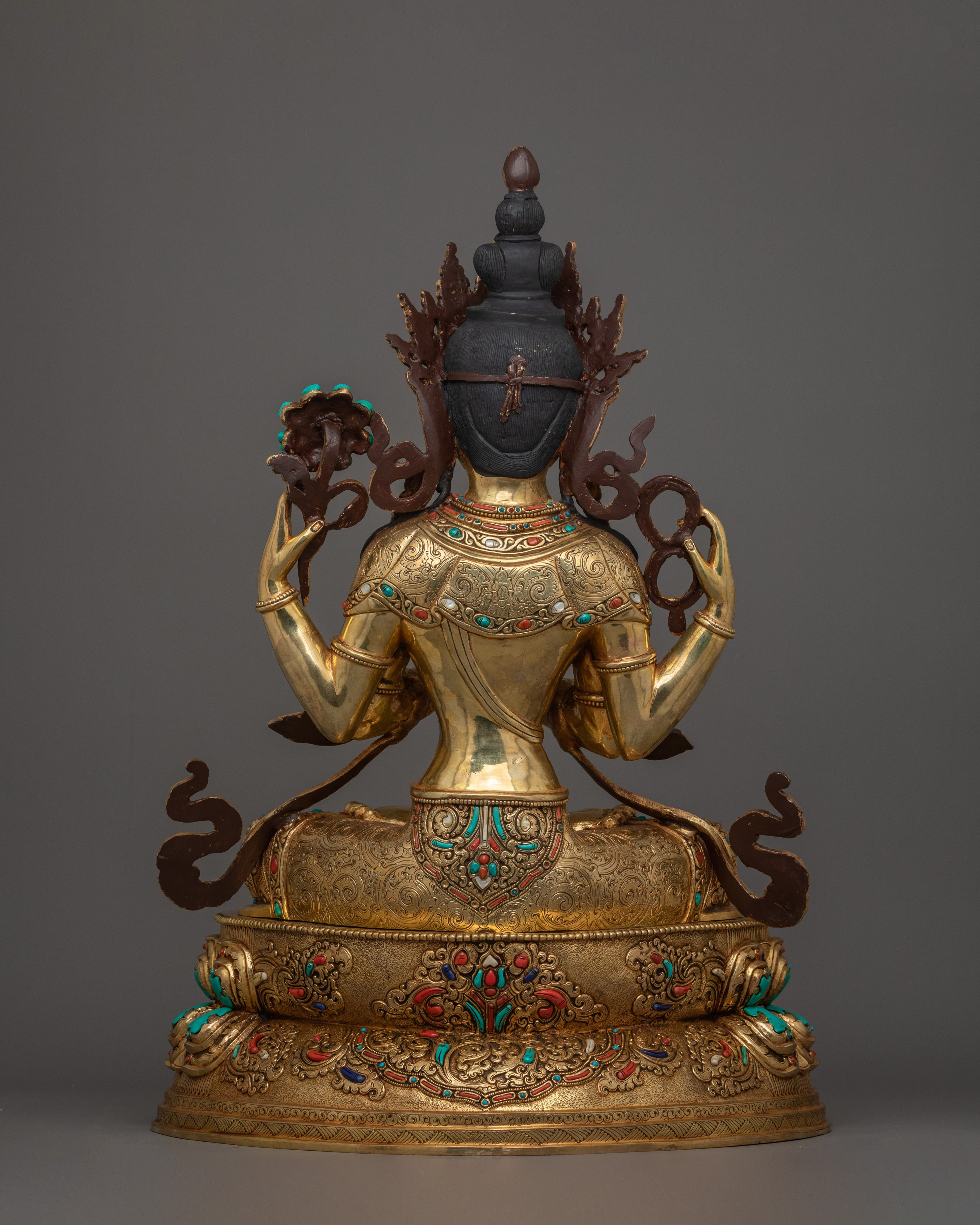 Handmade Sculpture of 4 Armed Chenrezig | The Embodiment of Infinite Compassion