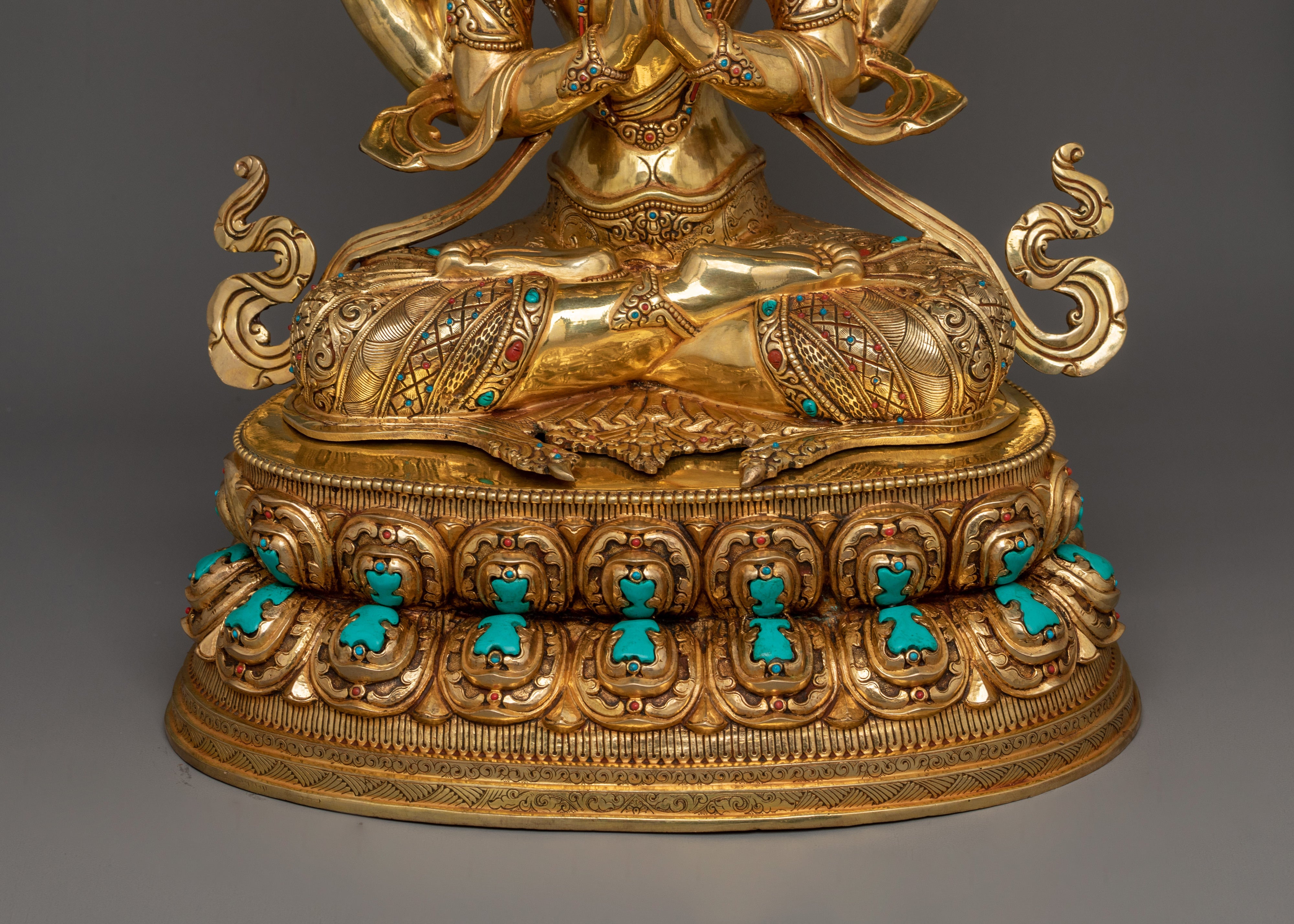 Handmade Sculpture of 4 Armed Chenrezig | The Embodiment of Infinite Compassion