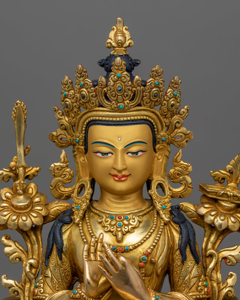 Himalayan Statue of Knowledge Deity, Manjushri | The Deity of Wisdom and Spiritual Insight