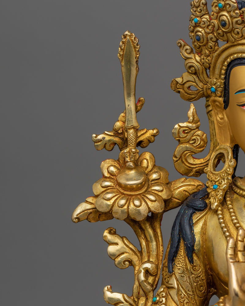 Himalayan Statue of Knowledge Deity, Manjushri | The Deity of Wisdom and Spiritual Insight