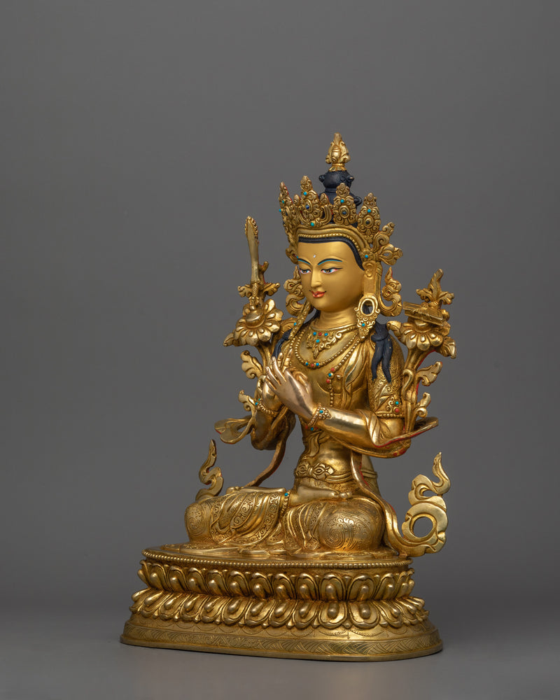 Himalayan Statue of Knowledge Deity, Manjushri | The Deity of Wisdom and Spiritual Insight
