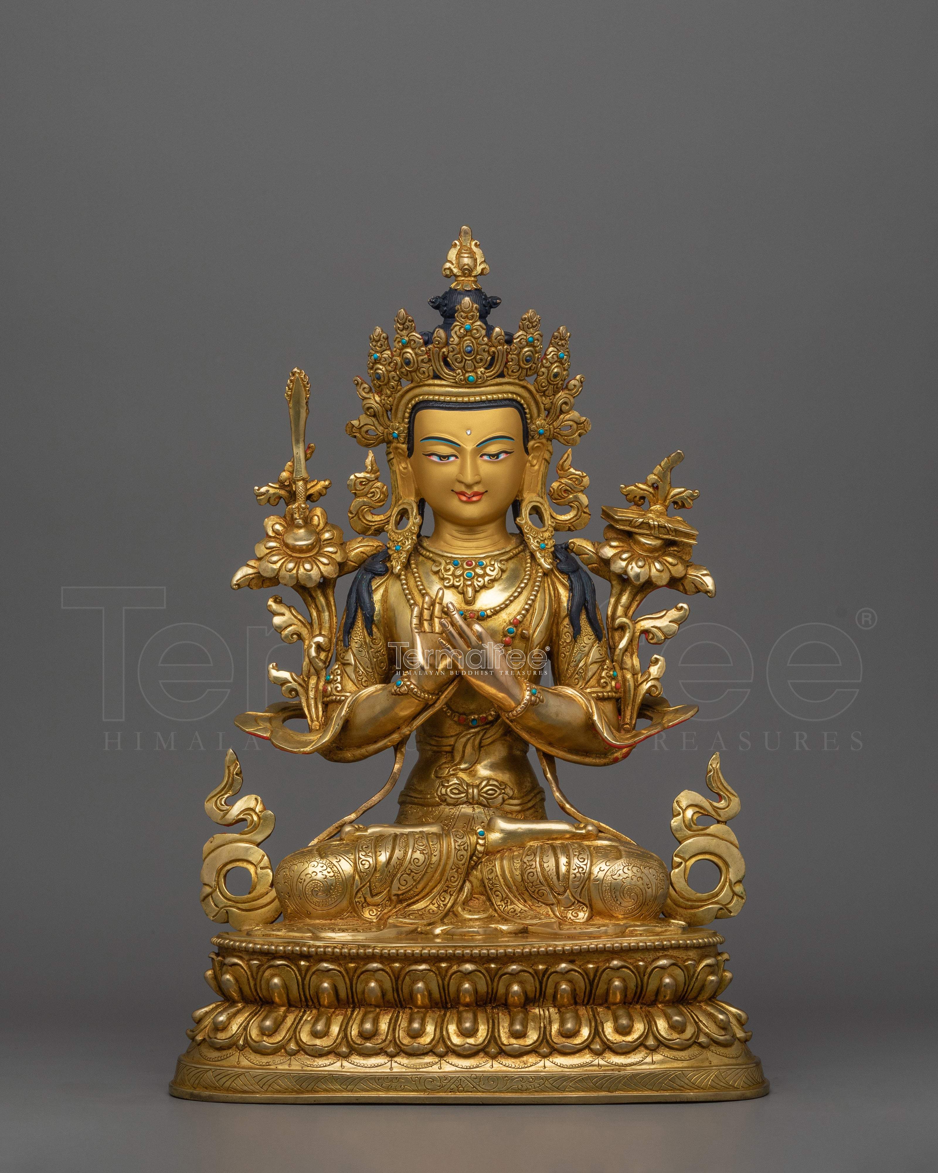 Himalayan Statue of Knowledge Deity, Manjushri | The Deity of Wisdom and Spiritual Insight