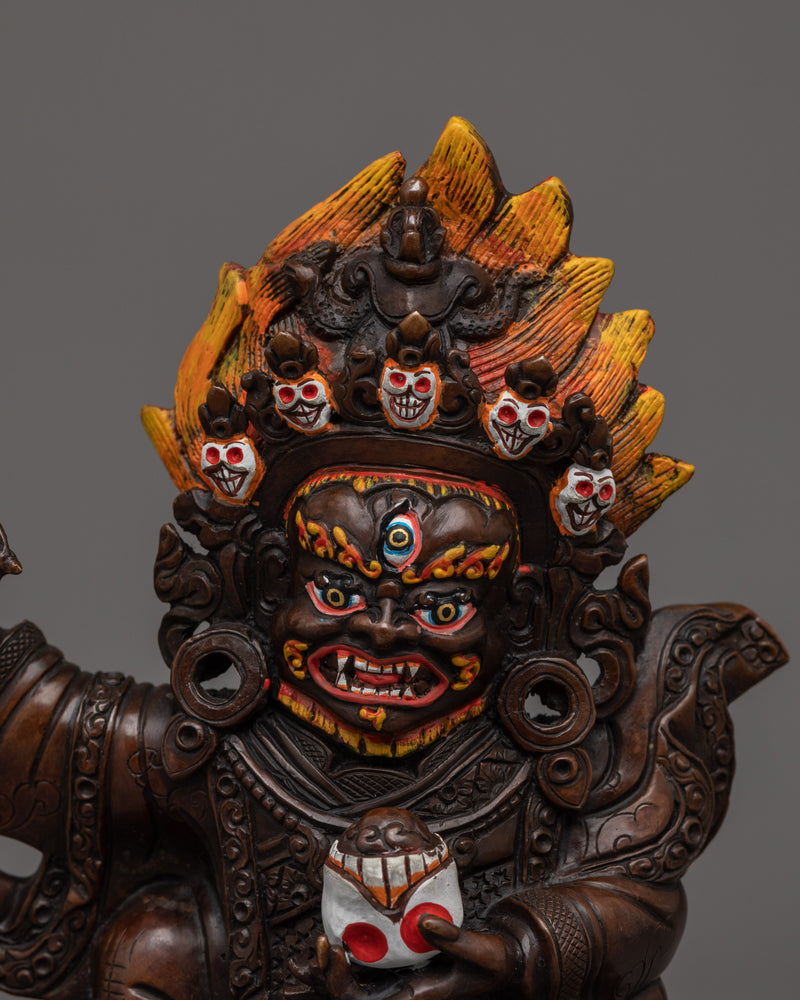 Mahakala Bernakchen with Oxidized Body Statue |  Protector of the Kagyu Lineage