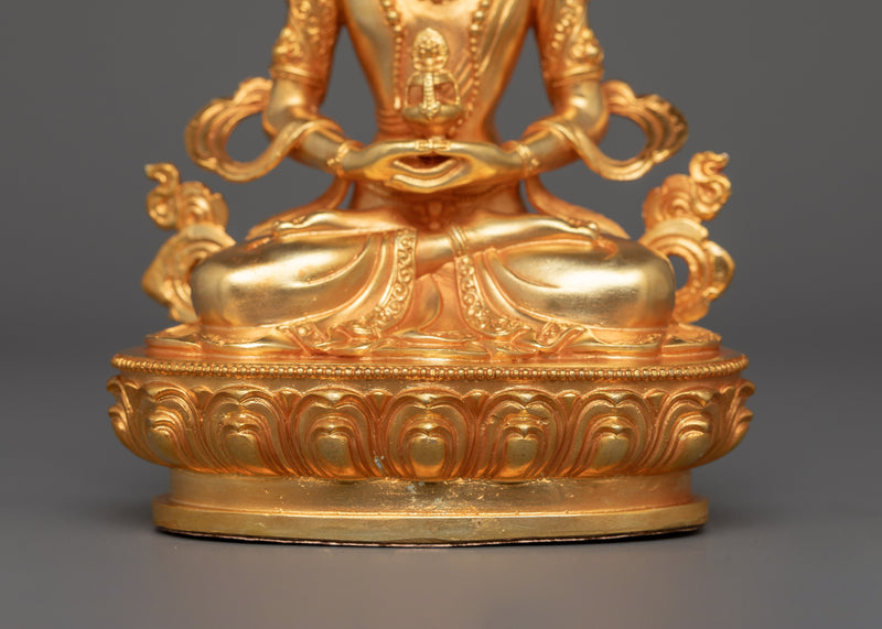 Gold Electroplated Machine Made Amitayus Statue | The Buddha of Infinite Life