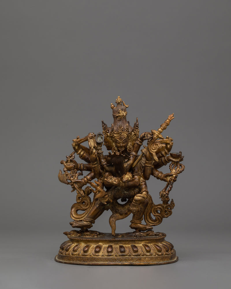 Chakrasambhara With Consort Statue | Antique Finished Statue