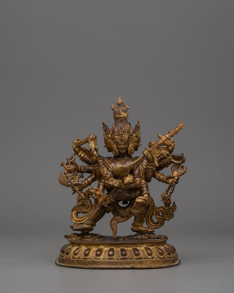 Chakrasambhara With Consort Statue | Antique Finished Statue