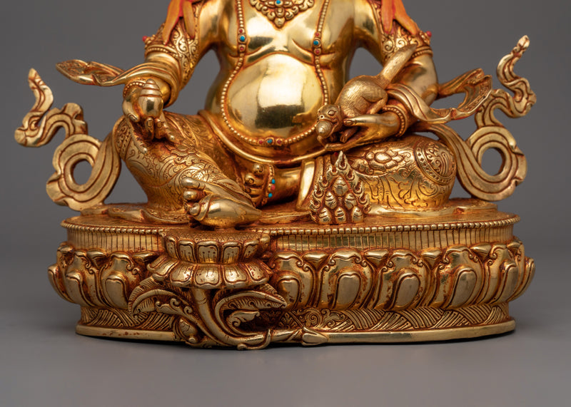Himalayan Statue of Lord of Wealth Dzambhala | 24k Gold gilded