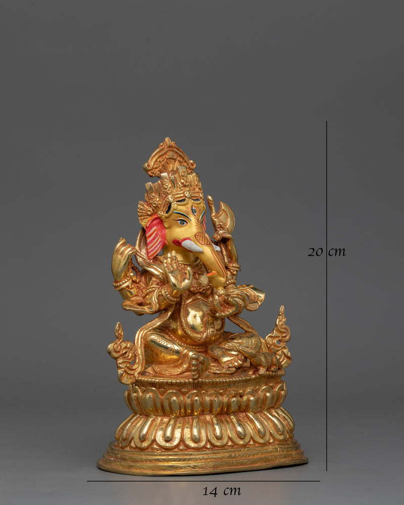 24K Gold Gilded Ganesh  Statue 