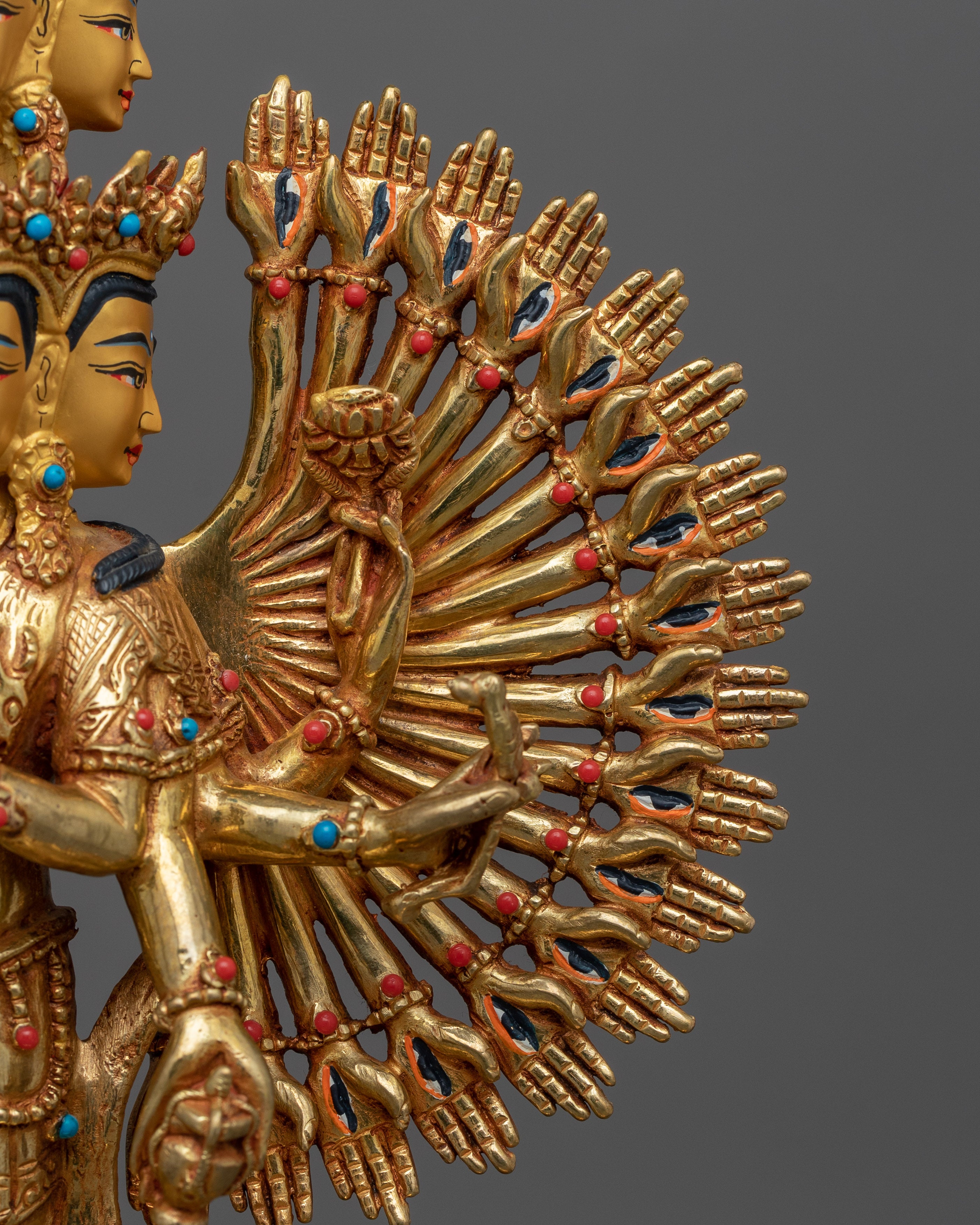 Handcrafted Sculpture of 1000 Armed Chenrezig | Traditional Artwork
