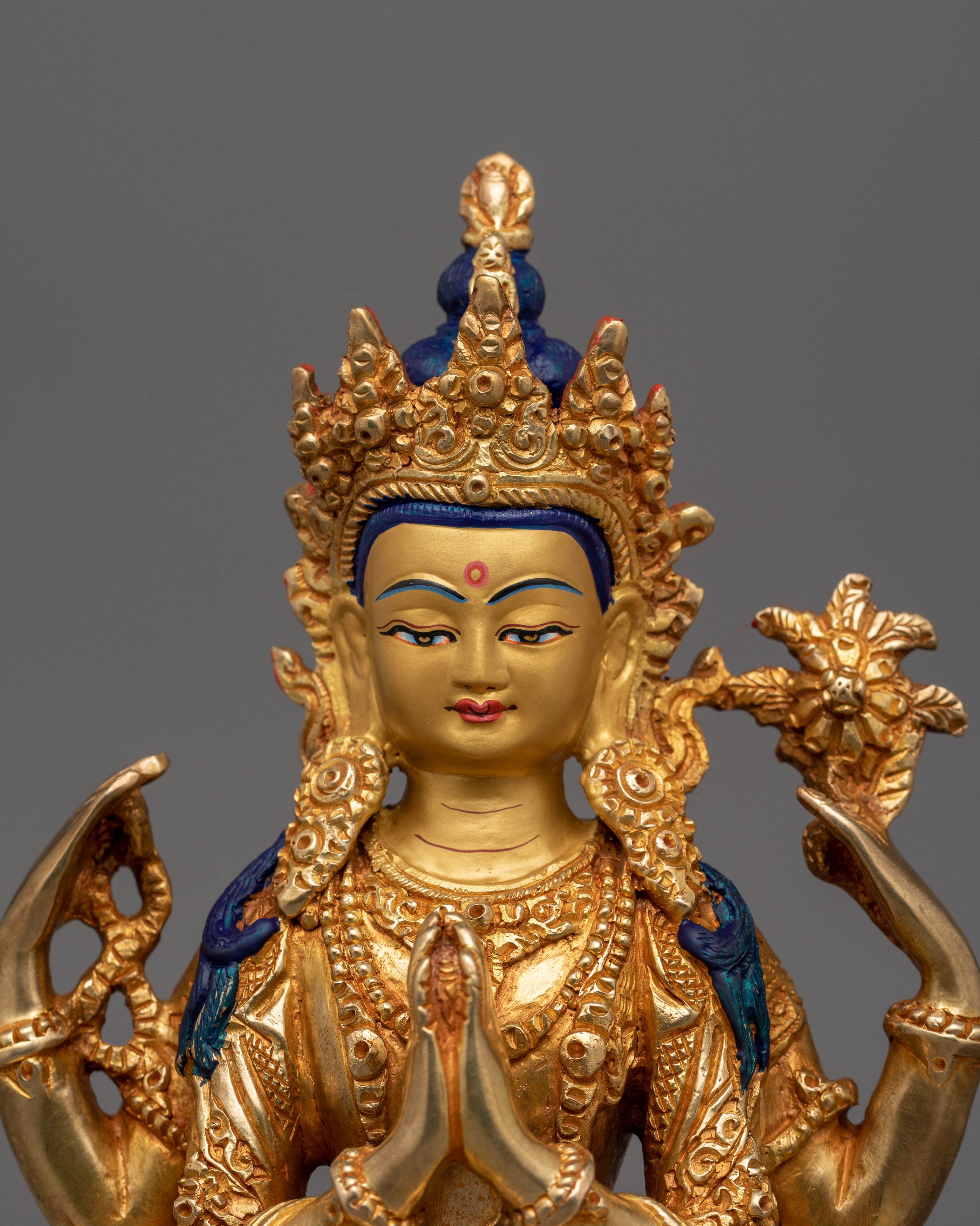 Beautiful 4 Armed Chenrezig Statue |  The Bodhisattva of Infinite Compassion