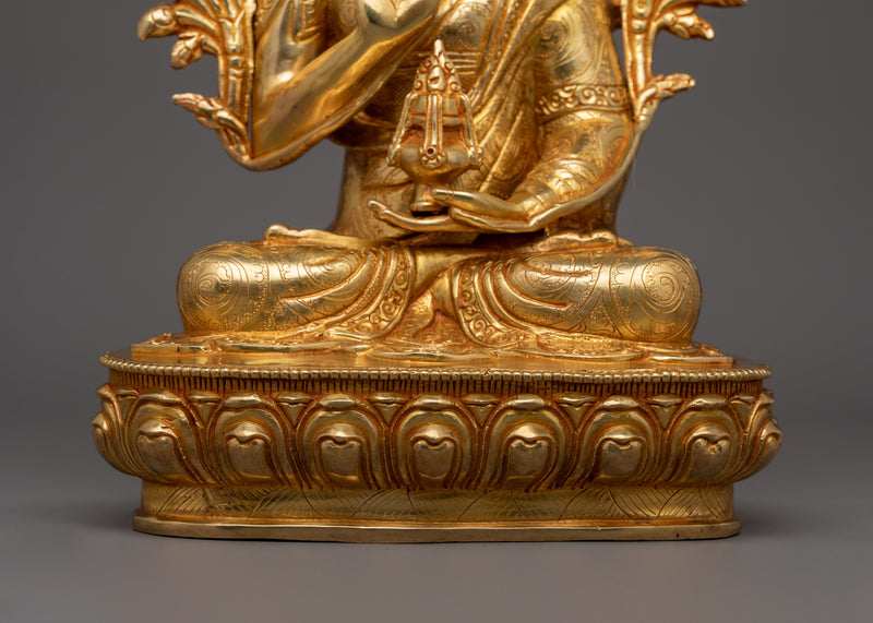 24K Gold Gilded Tsong Khapa Statue  | Guru of Tibetan Buddhist Teachings