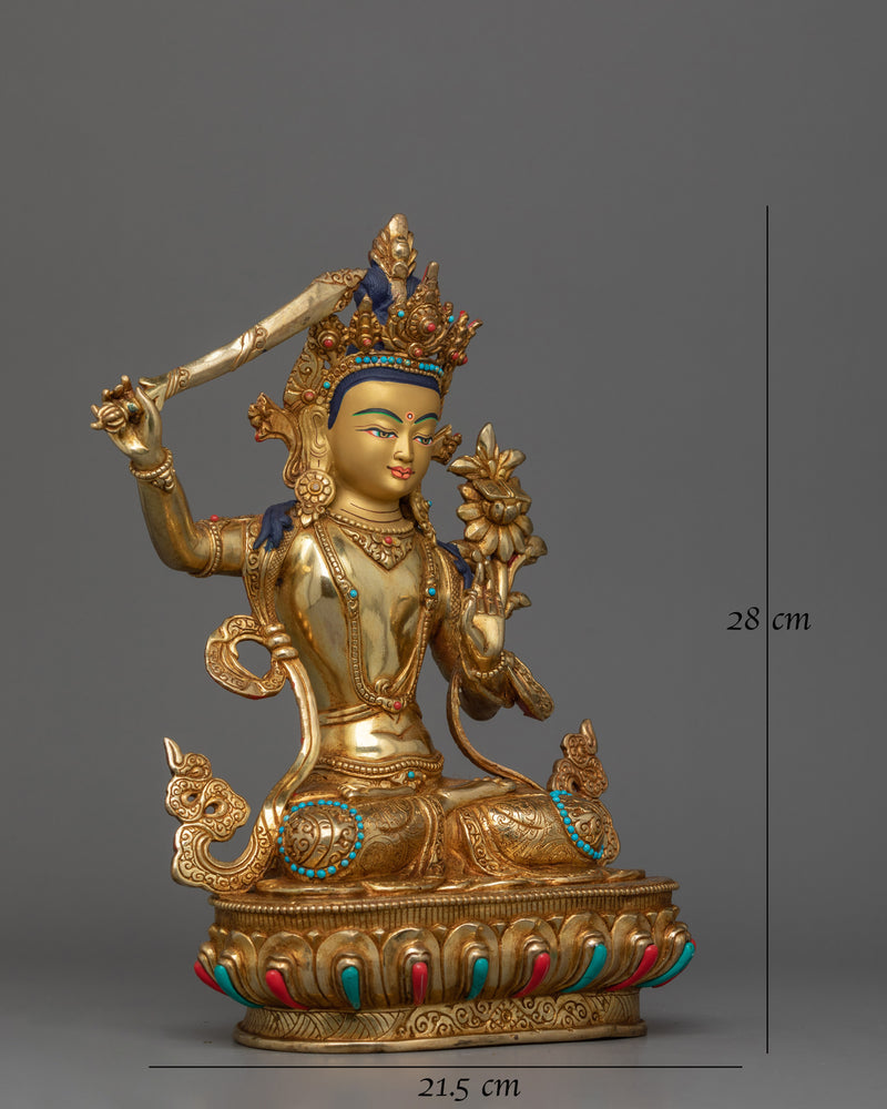 Manjushri with Hand Carved Gemstones 