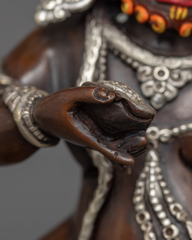 Traditional Nagpo Dzambhala Statue | The Wrathful Wealth Deity