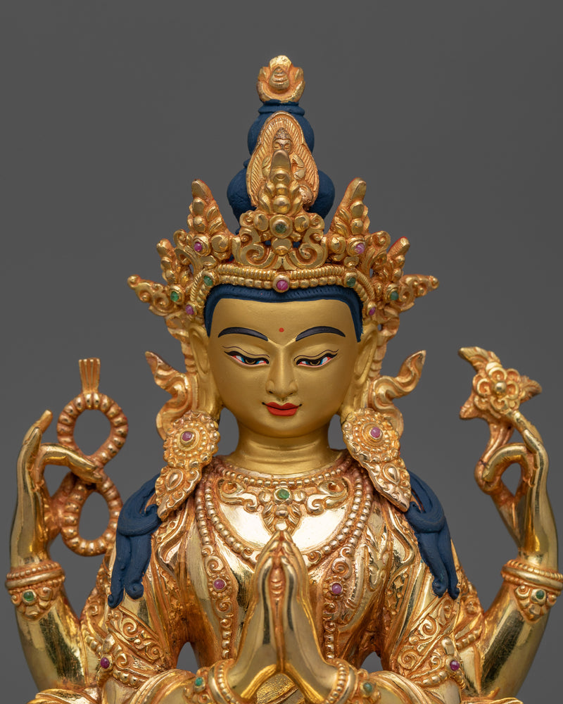 Traditional Himalayan Statue of Chenrezig | Protector of All Beings