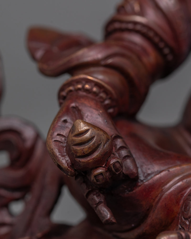 Dzambhala with Oxidized Copper Body Statue | The Embodiment of Prosperity
