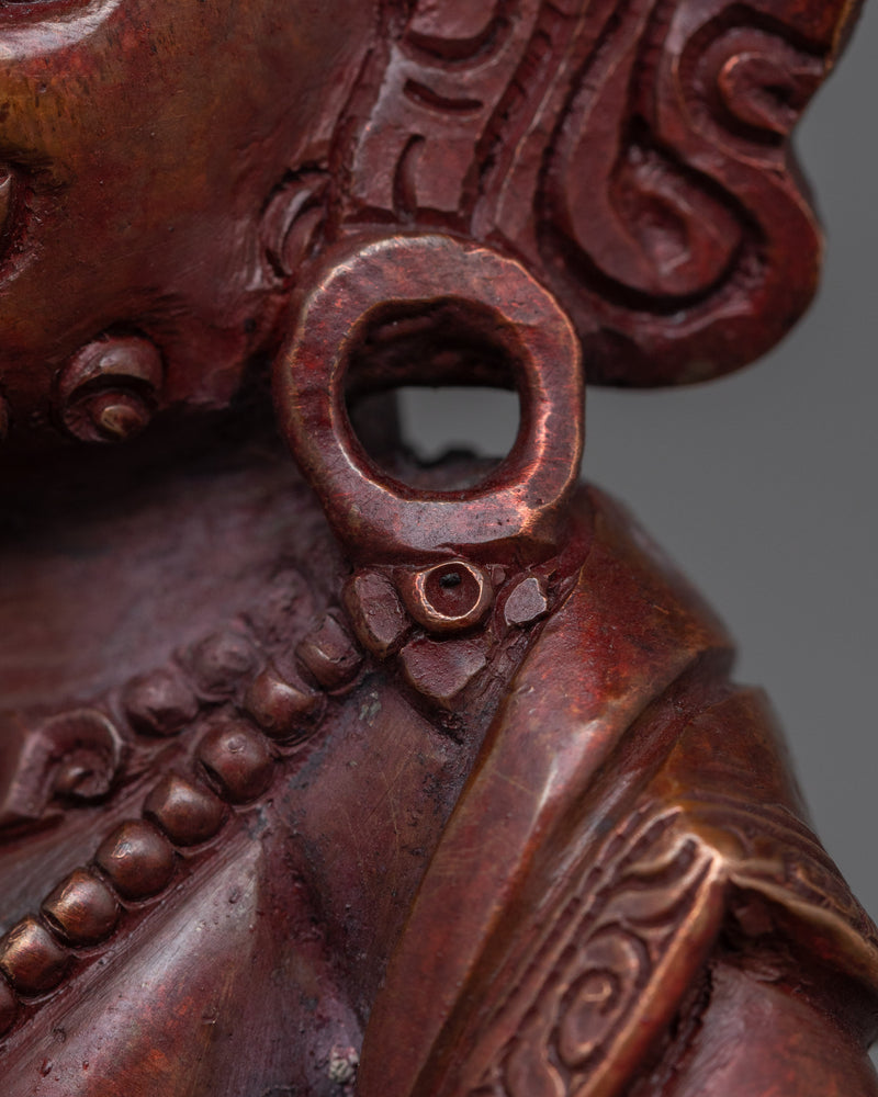 Dzambhala with Oxidized Copper Body Statue | The Embodiment of Prosperity