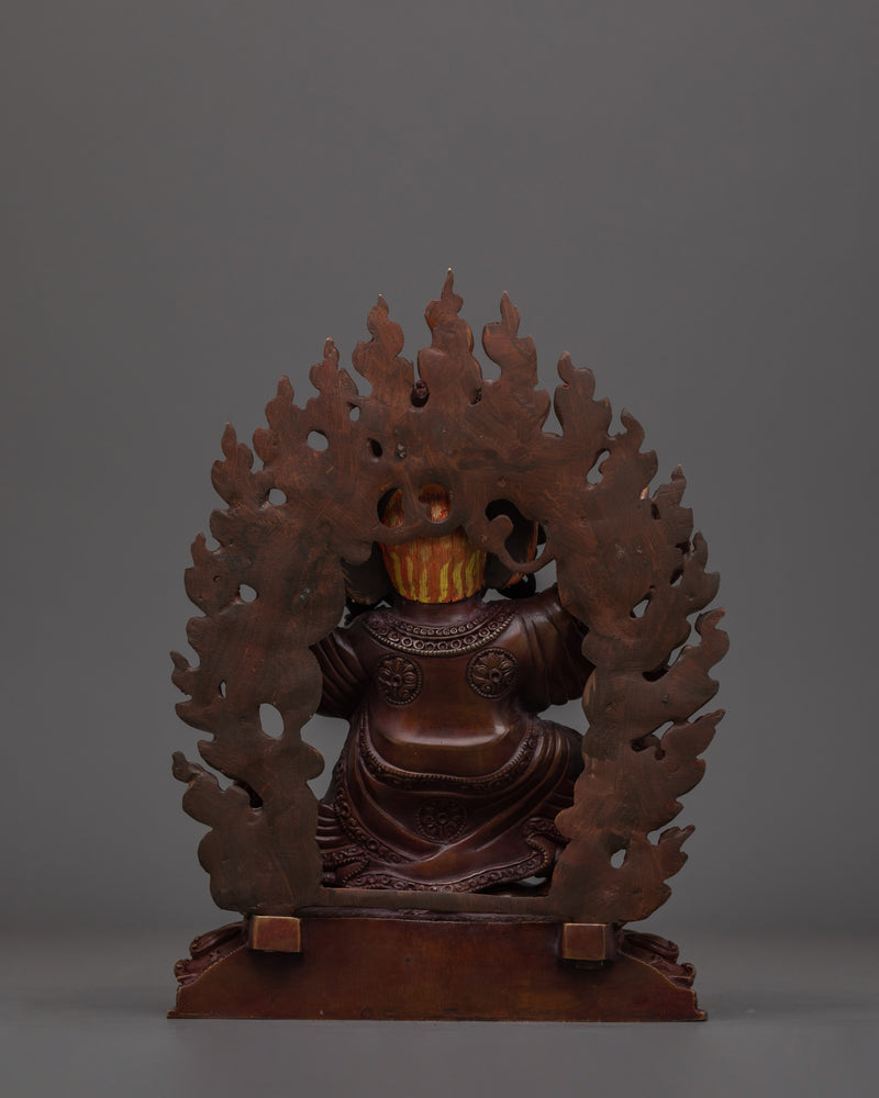 Handmade Mahakala Bernagchen Statue | Oxidized Copper Body Sculpture