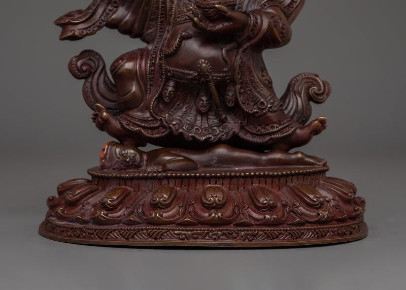Handmade Mahakala Bernagchen Statue | Oxidized Copper Body Sculpture