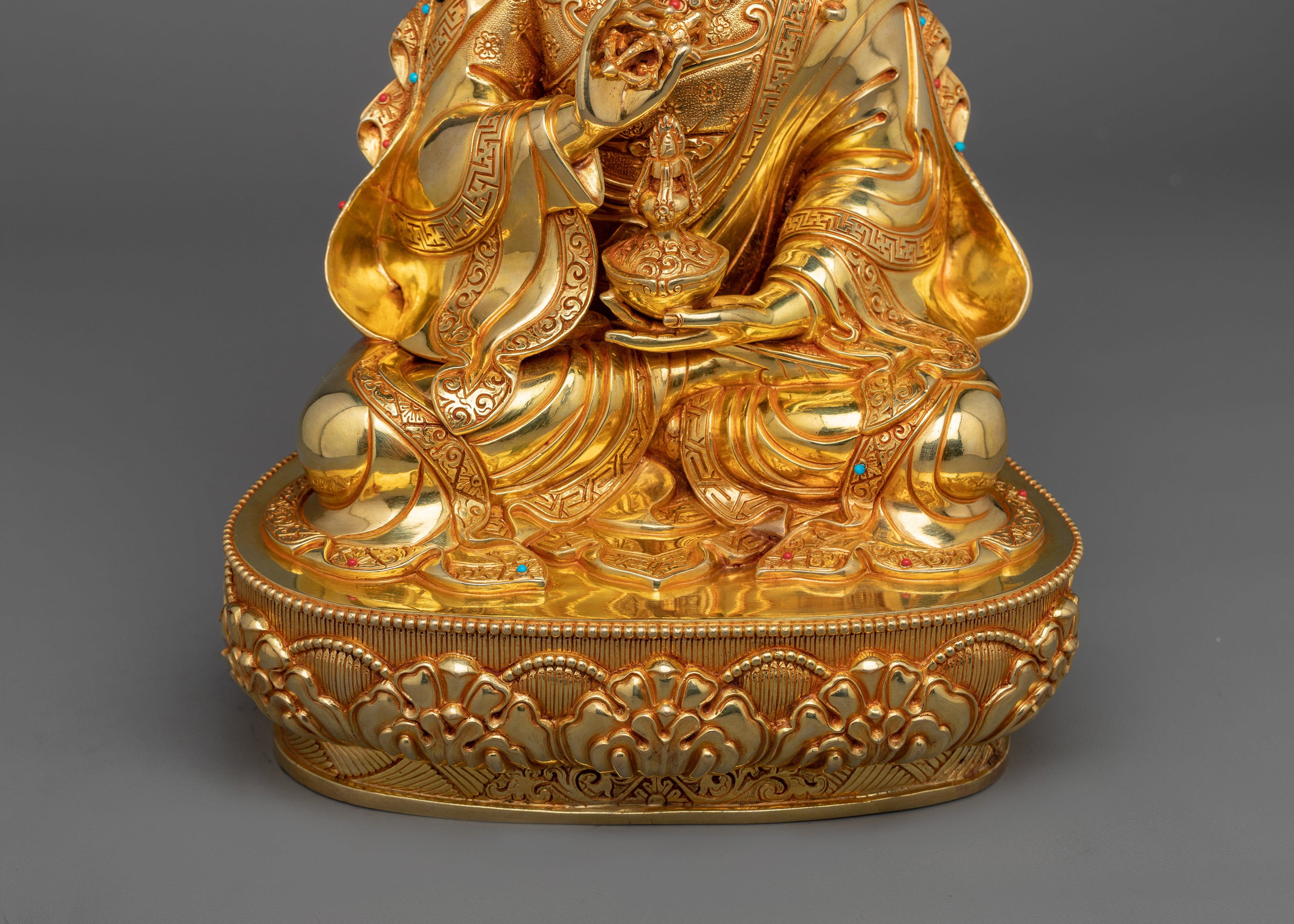Beautiful Gold Gilded Guru Rinpoche Statue | The Precious Master