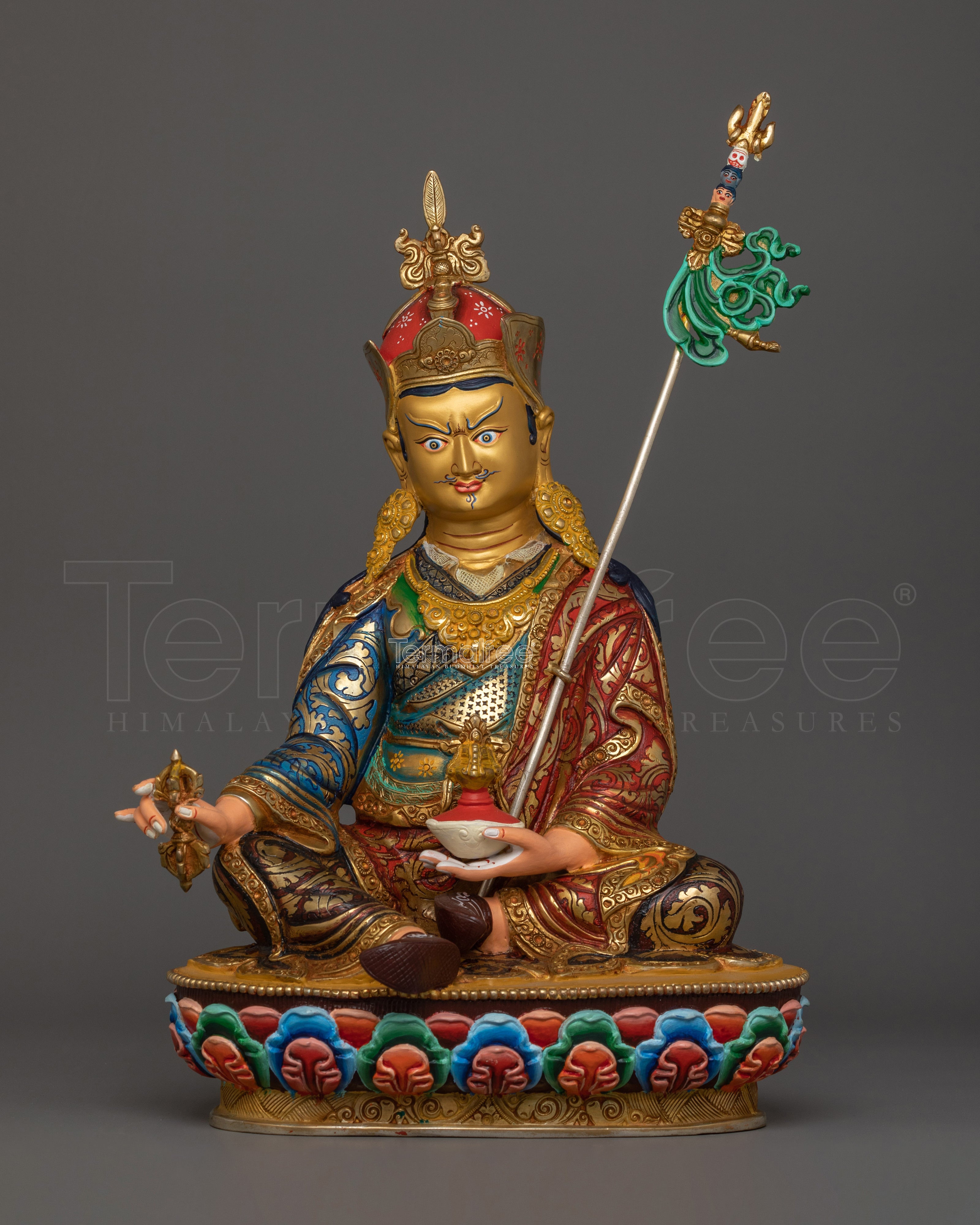 Handcrafted Statue of Guru Rinpoche | 24K Gold Gilded Sculpture