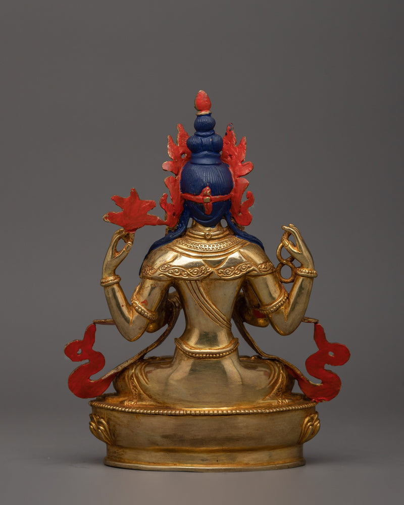 Handmade Himalayan Statue of Chenrezig | Bodhisattva of Compassion