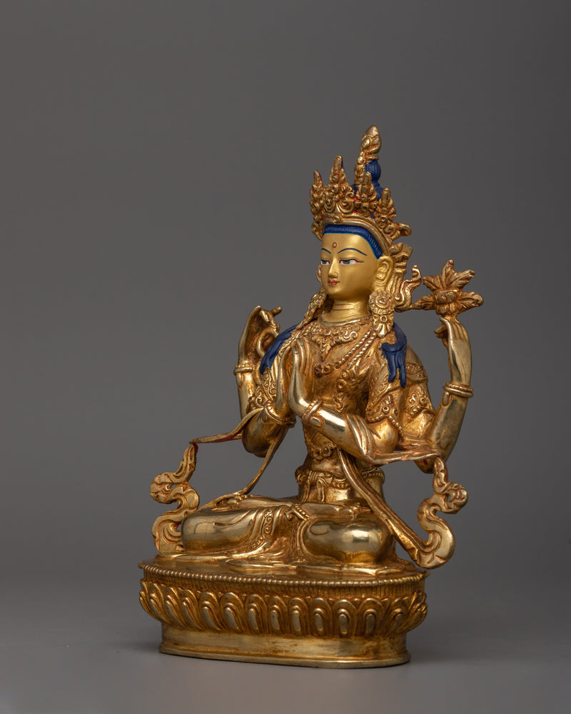 Handmade Himalayan Statue of Chenrezig | Bodhisattva of Compassion
